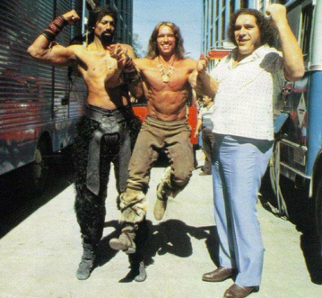 Wilt Chamberlain and Andre the Giant taking Arnold Schwarzenegger ...